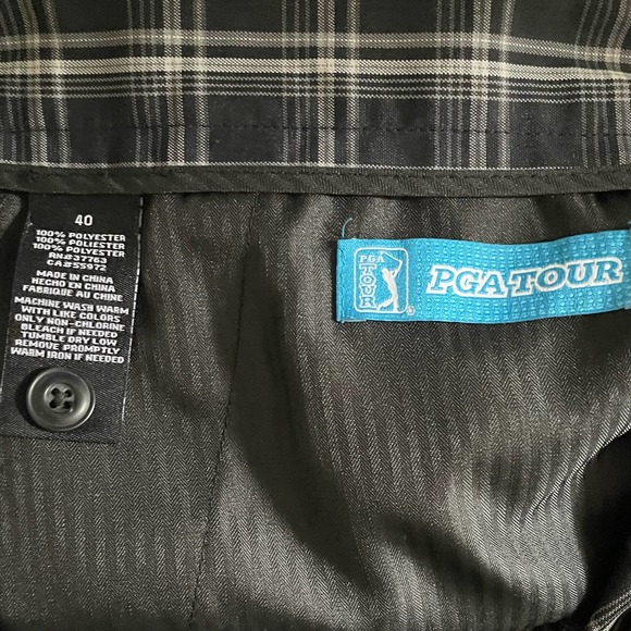 PGA Tour Black Gray Plaid Golf Shorts 40 - Picture 3 of 4